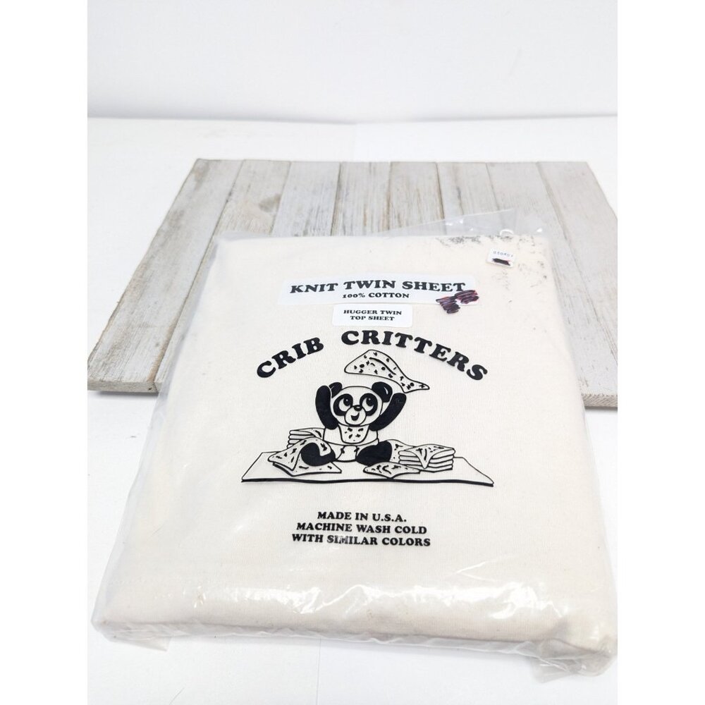 New Crib Critters Knit Twin Sheet Hugger Top Sheet 100% Cotton - USA - Off White